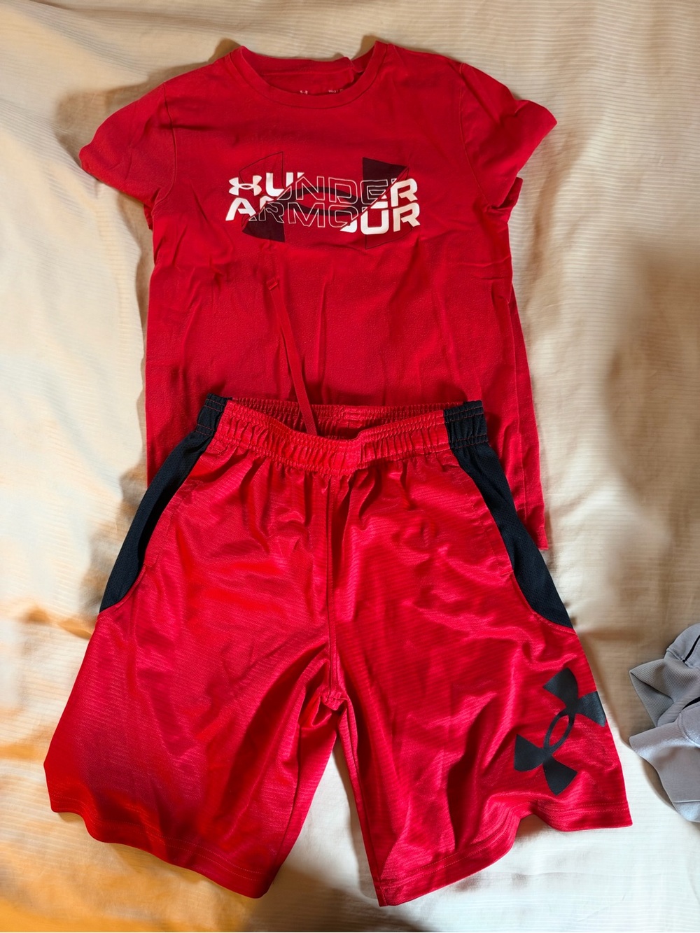 Under Armour Red and Black Boys' Performance Shirt & Shorts Set